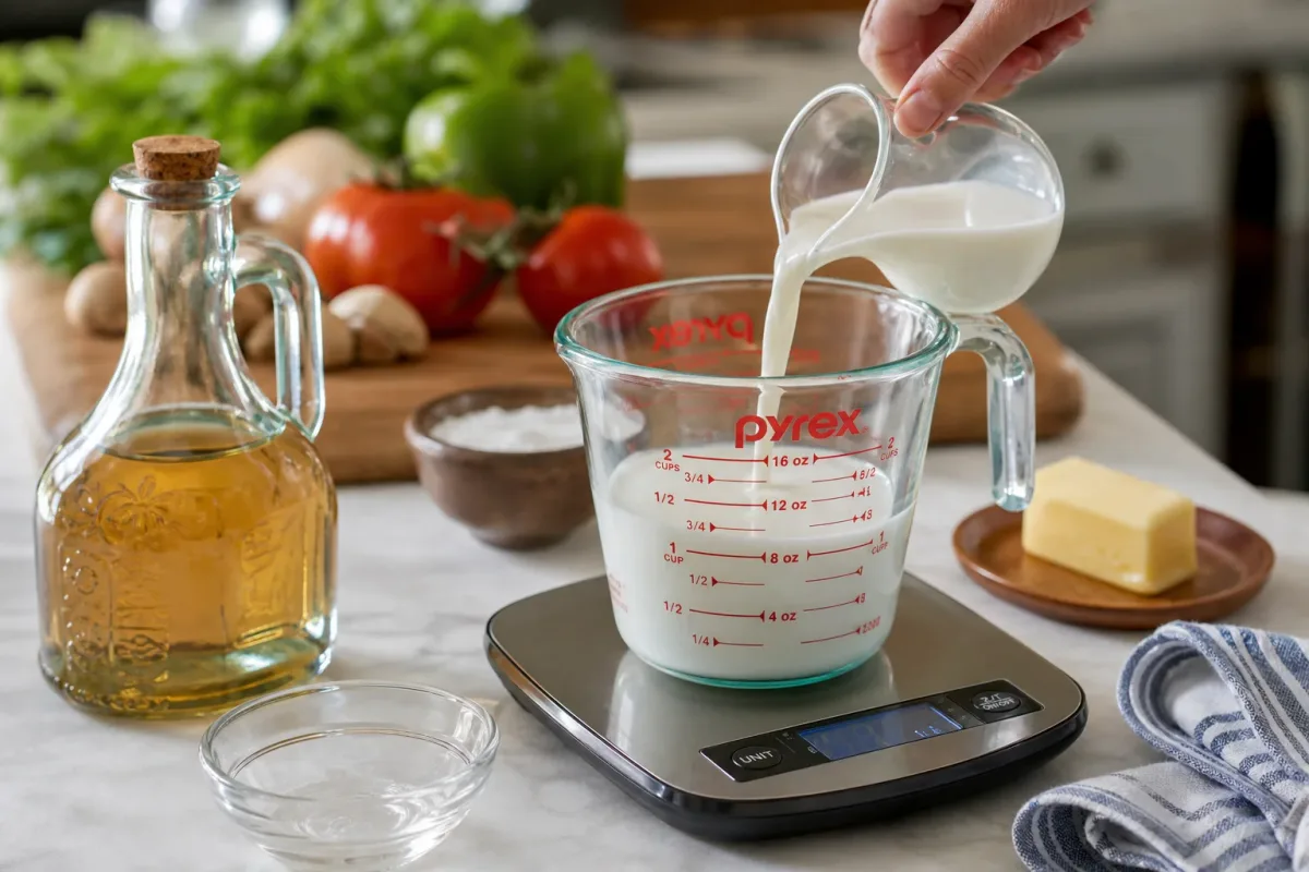 Editorial home-kitchen photo illustrating Best Buttermilk Substitutes: Milk & Vinegar Guide (tips tricks tip), realistic tools and ingredients in natural light