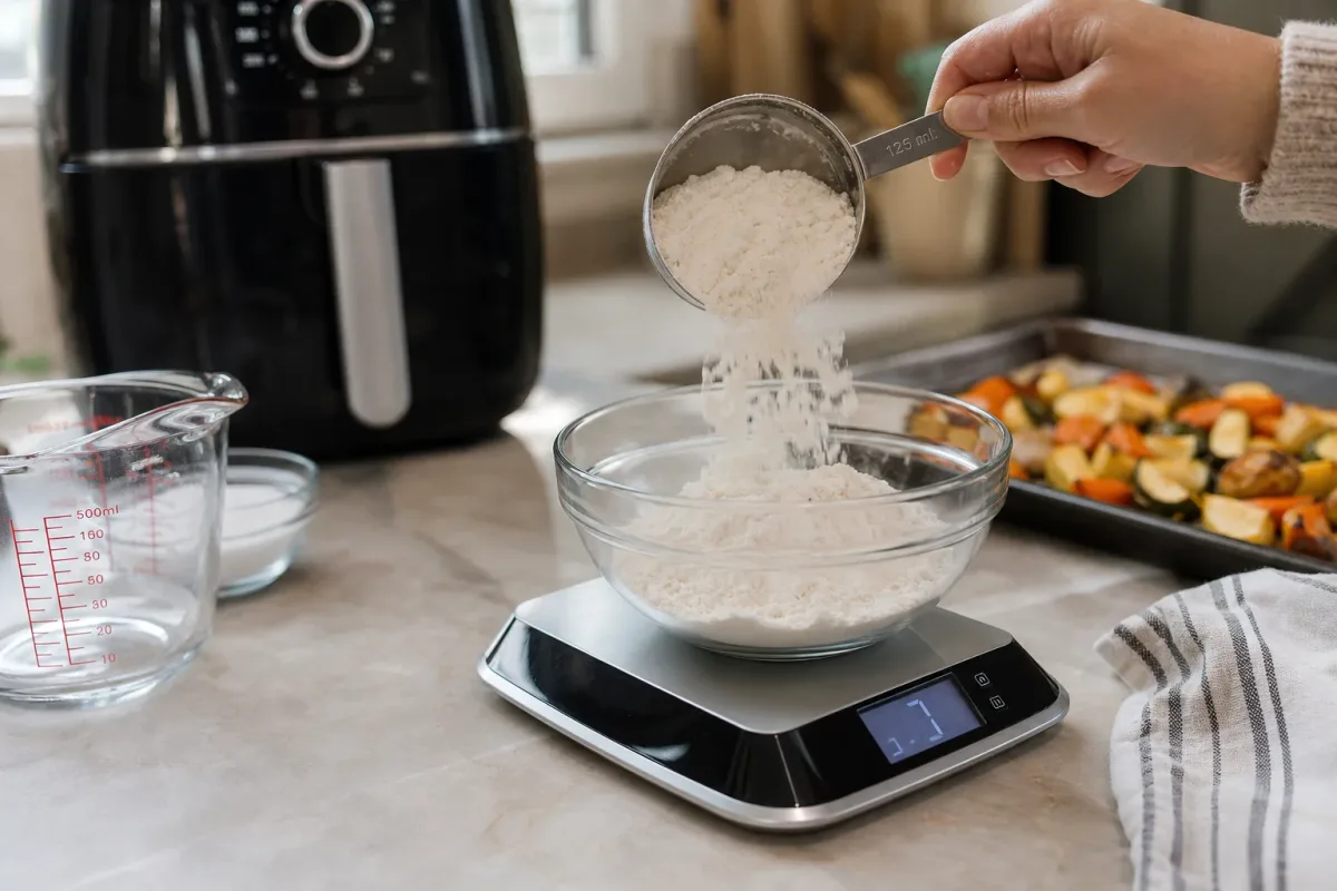 Editorial home-kitchen photo illustrating How to Convert Oven Recipes to Air Fryer (tips tricks tip), realistic tools and ingredients in natural light