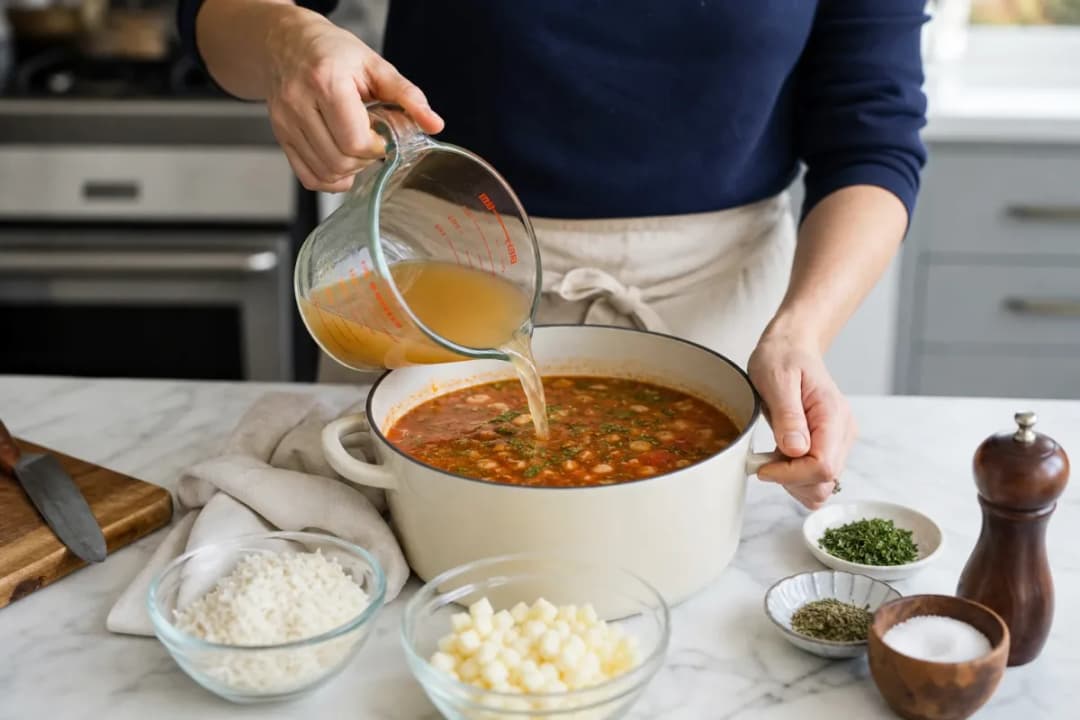 Editorial photo: Fix Over-Salted Soup or Sauce Without Adding Water (quick fixes tip) — realistic home-kitchen scene with visible tools and ingredients in natur