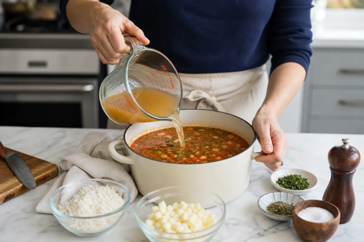 Editorial photo: Fix Over-Salted Soup or Sauce Without Adding Water (quick fixes tip) — realistic home-kitchen scene with visible tools and ingredients in natur