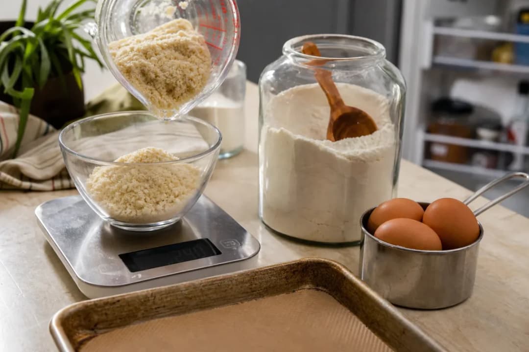 Editorial home-kitchen photo illustrating How to Substitute Almond Flour for All-Purpose Flour (tips tricks tip), realistic tools and ingredients in natural lig