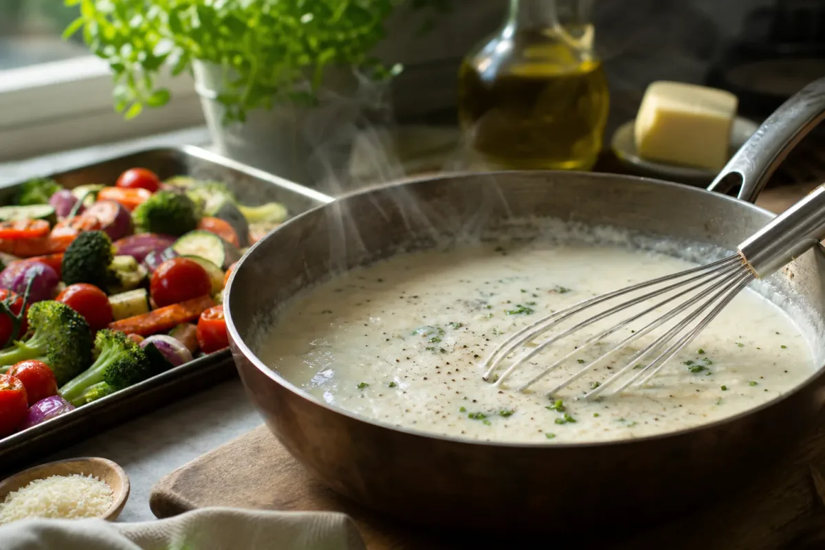 Editorial photo: How to Stop Cream Sauces from Splitting (tips tricks tip) — realistic home-kitchen scene with visible tools and ingredients in natural light