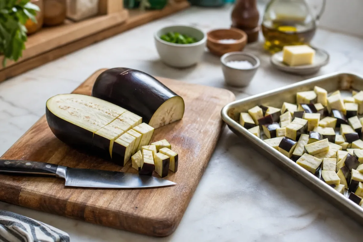 Editorial photo: Stop Eggplant from Absorbing Oil with Microwaves (tips tricks tip) — realistic home-kitchen scene with visible tools and ingredients in natural