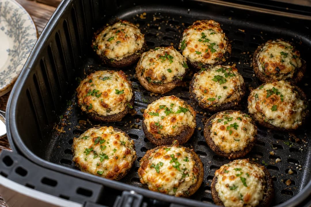 15-Minute Air Fryer Stuffed Mushrooms with Cheese and Herbs