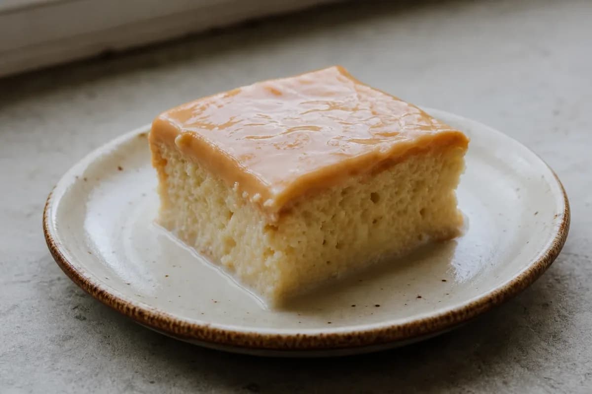 Albanian Trileçe with Caramel Milk Topping for a Unique Dessert