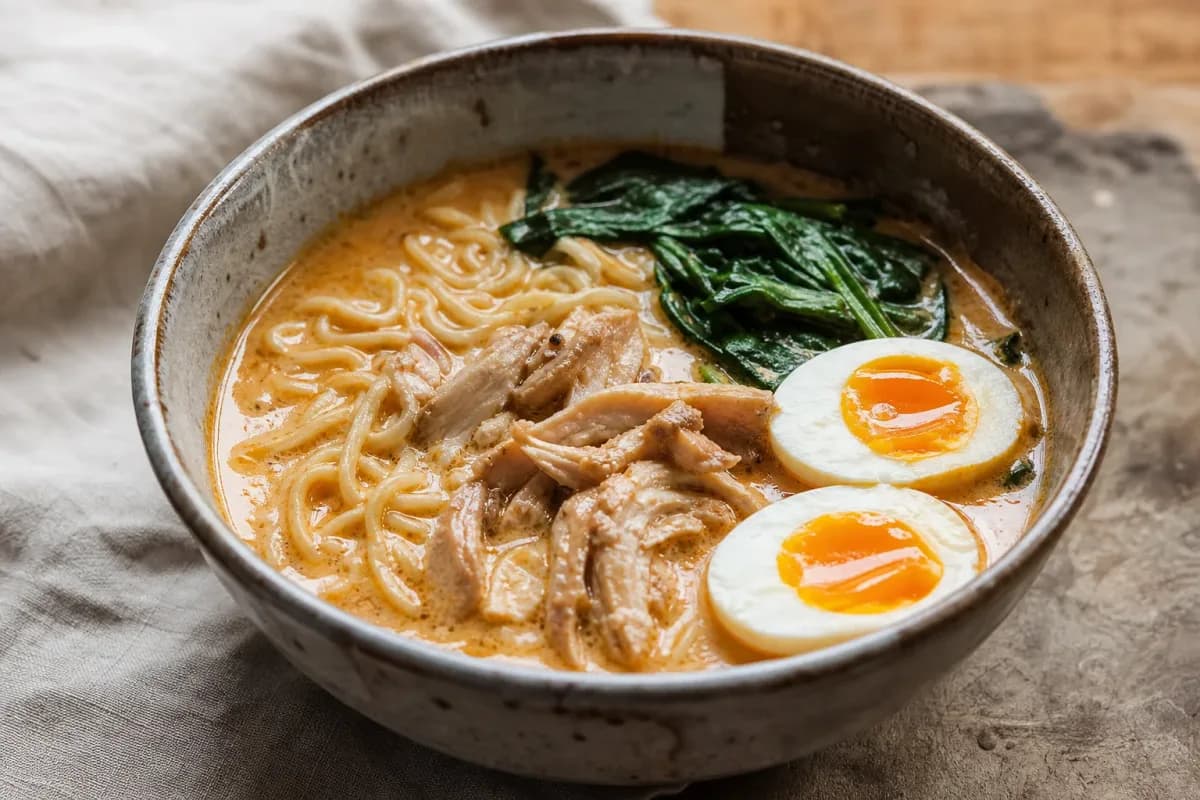 Asian Fusion Coconut Curry Ramen with Soft-Boiled Eggs