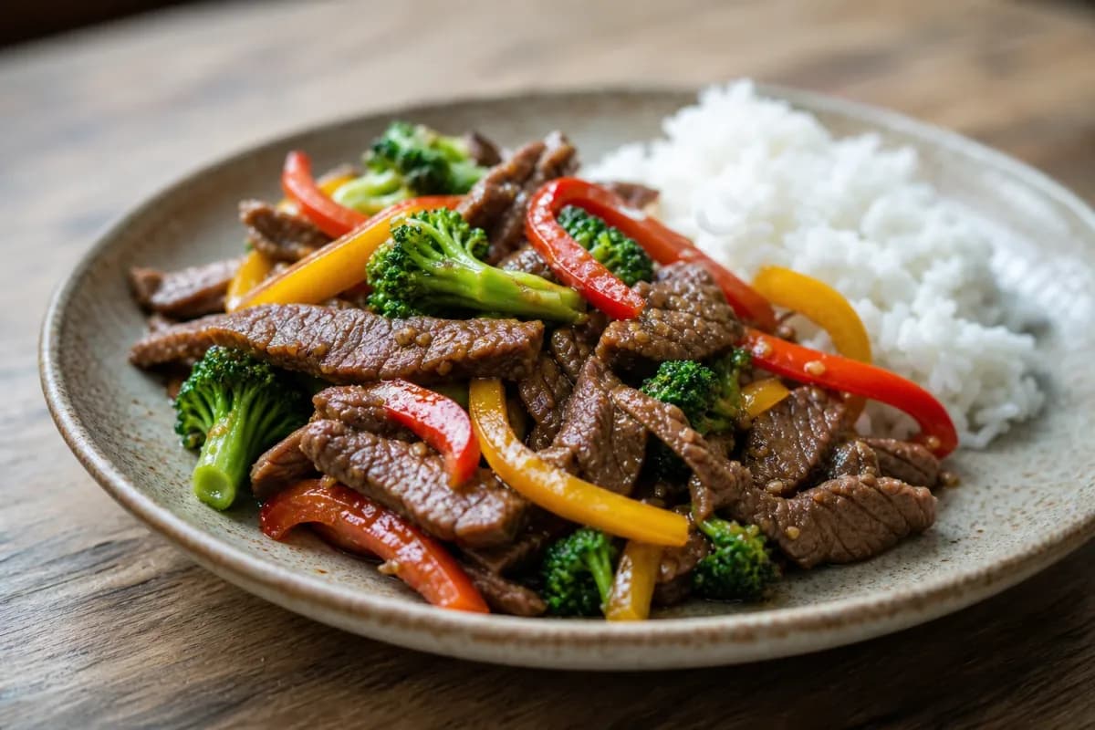 Asian Fusion Sesame Ginger Beef Stir-Fry with Rice