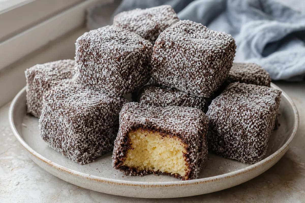 Australian Lamingtons with Chocolate and Coconut Coating