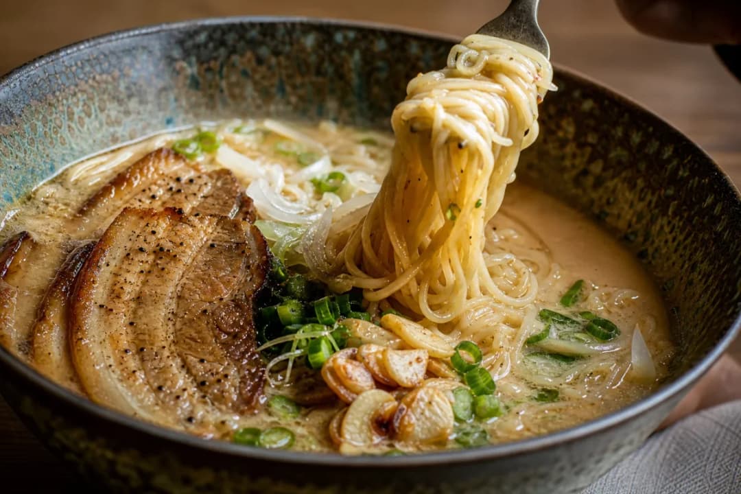 Authentic Japanese Tonkotsu Ramen with Rich Broth and Creamy Noodles
