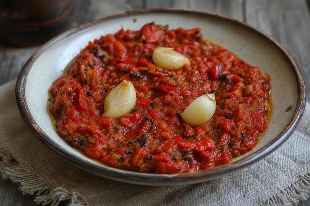 Authentic Serbian Ajvar with Roasted Red Peppers and Eggplant