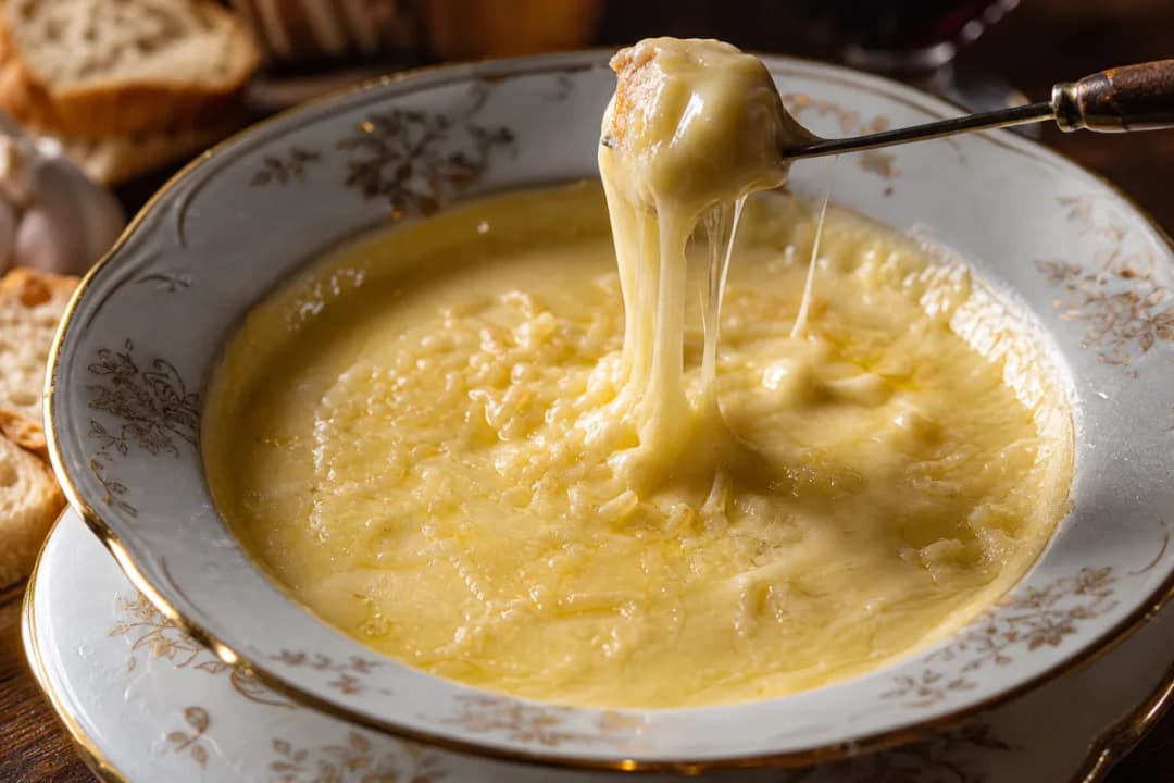 Authentic Swiss Cheese Fondue with Rich, Creamy Texture