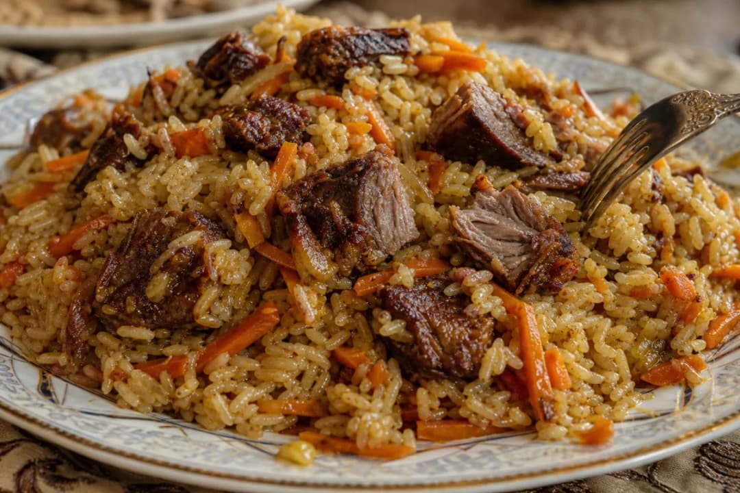 Authentic Uzbek Beef Plov with Tender Meat and Fragrant Rice
