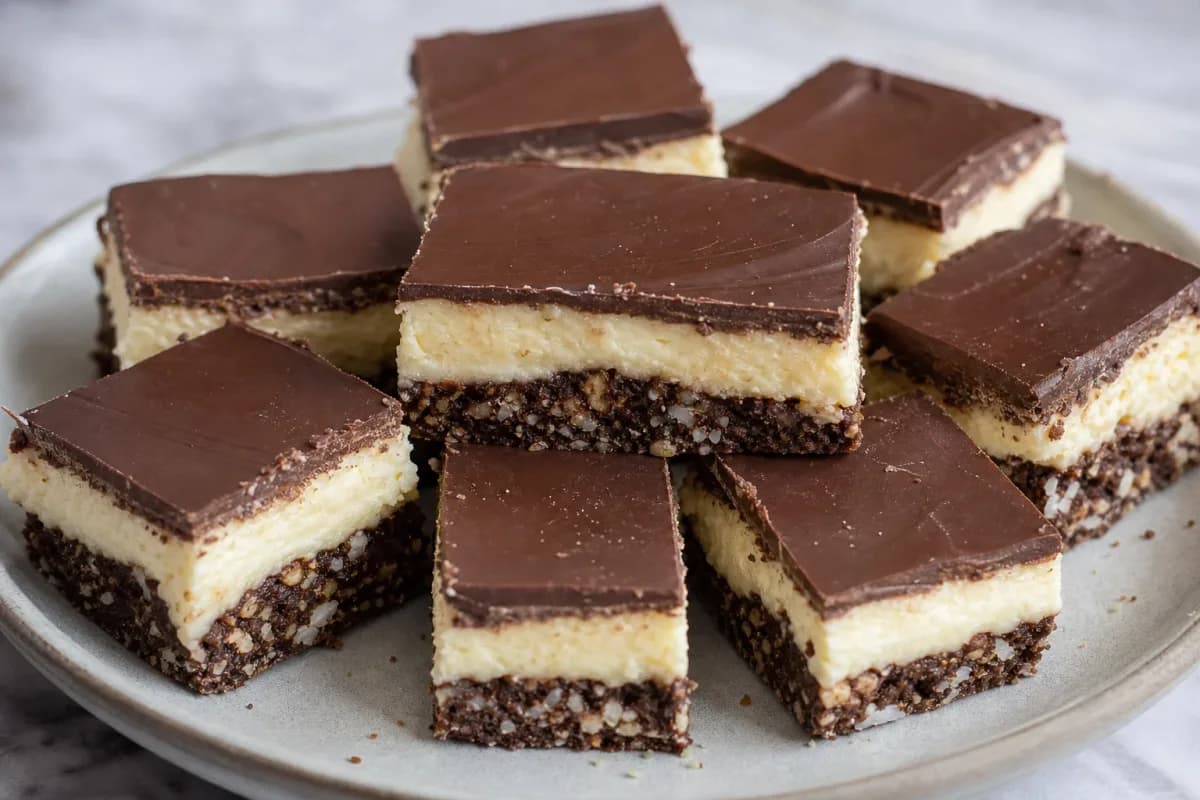 Canadian Nanaimo Bars with Chocolate and Custard Layers