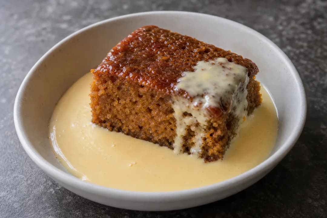 Classic South African Malva Pudding with Creamy Vanilla Sauce
