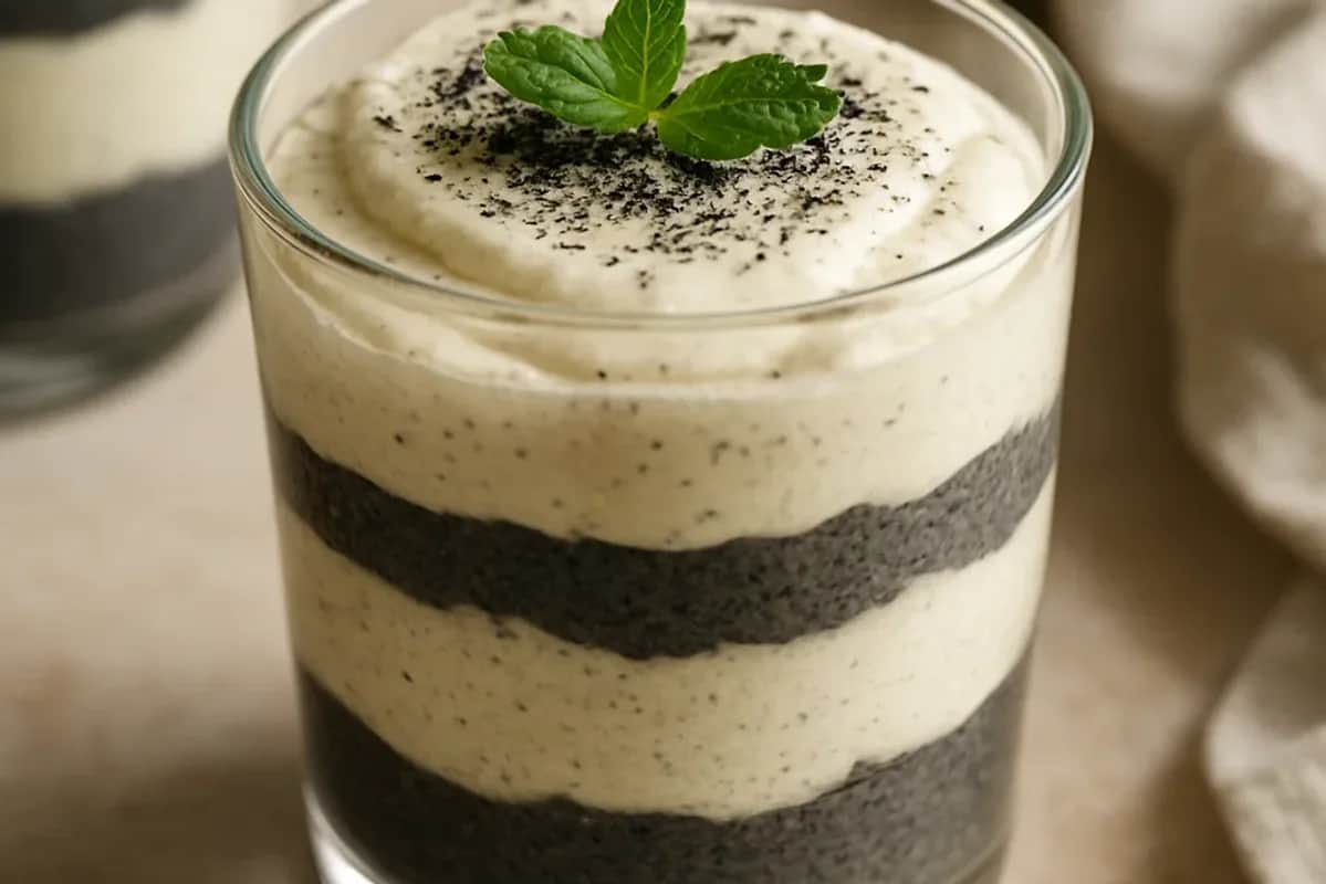 Creamy Black Sesame Tiramisu Cups – No-Bake Asian Delight — dessert recipe, beautifully plated and ready to serve
