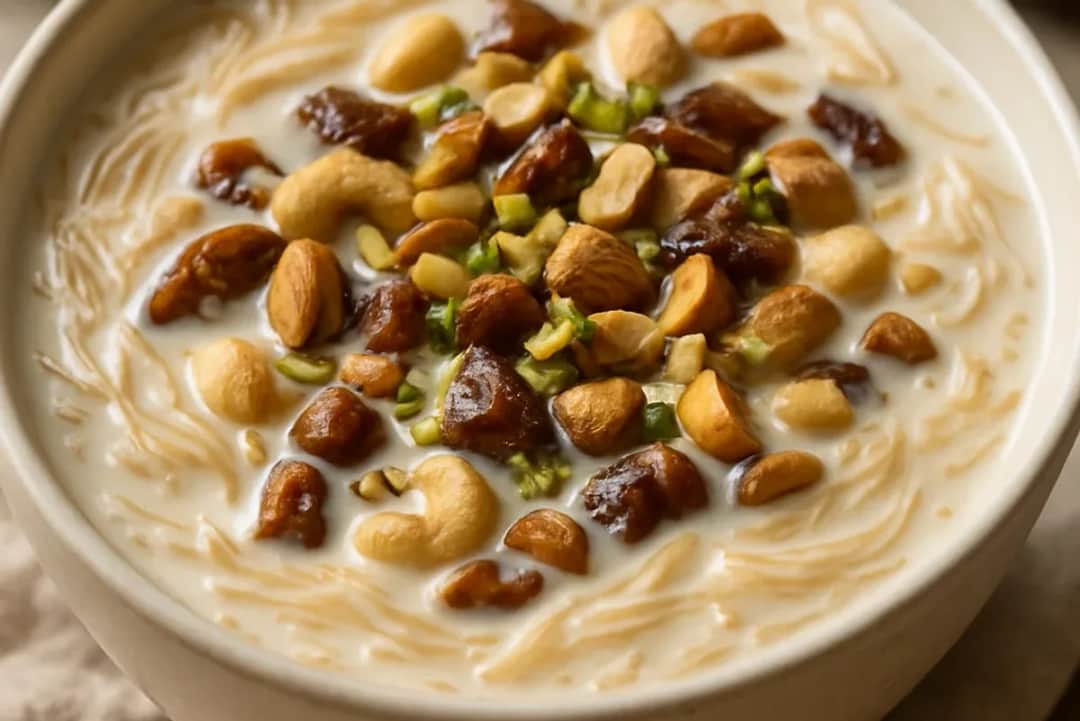 Creamy Dates and Nuts Sheer Khurma — dessert recipe, beautifully plated and ready to serve