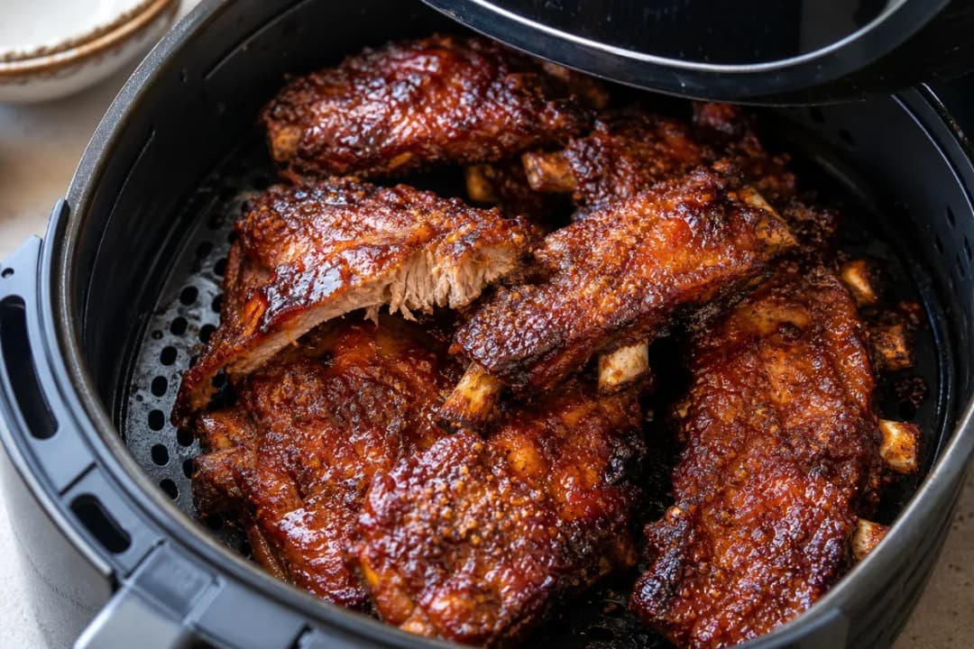 Crispy Air Fryer BBQ Pork Ribs with Smoky Glaze