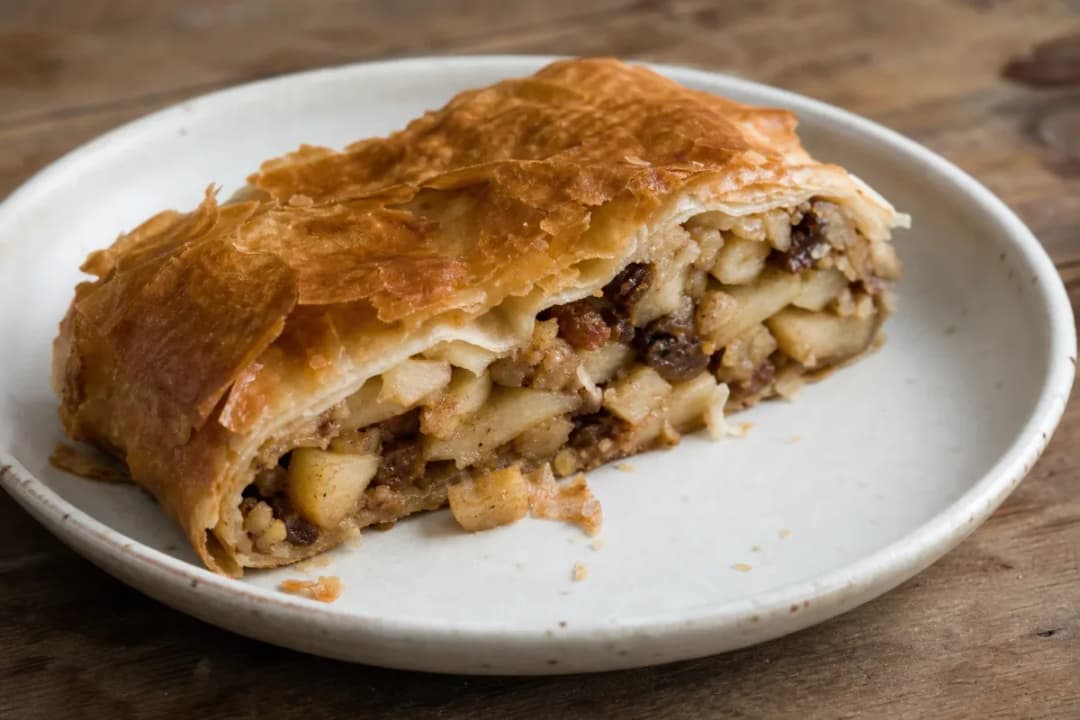 Crispy Slovenian Apple Strudel (Jabolčni Zavitek) with Cinnamon