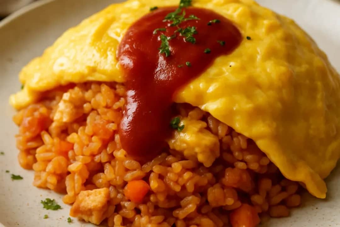 Fluffy Egg Omurice with Ketchup Rice Cooking Method — dinner recipe, beautifully plated and ready to serve