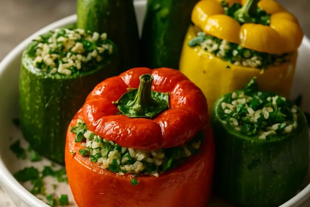 Herbaceous Vegetables Stuffed Cooking — vegan recipe, beautifully plated and ready to serve