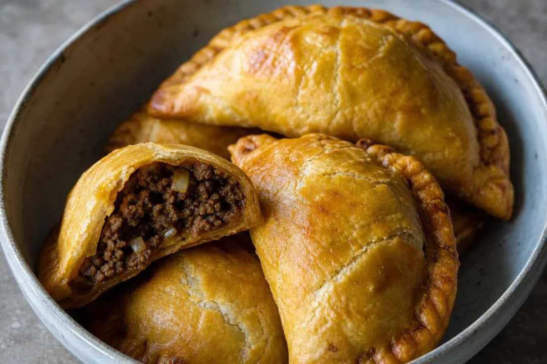 Jamaican Beef Patties with Flaky Golden Crust and Spicy Filling