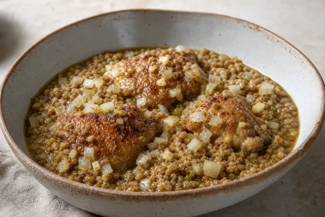 Jordanian Freekeh with Chicken and Warm Middle Eastern Spices