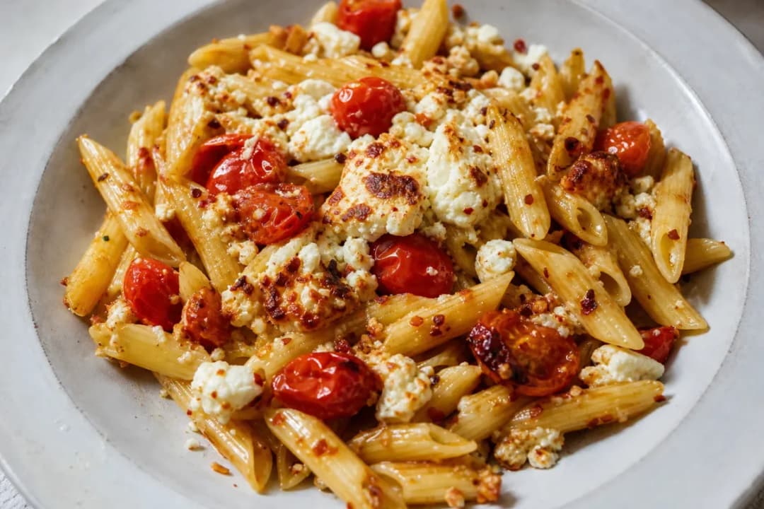 Original Baked Feta Pasta Recipe with Cherry Tomatoes and Basil