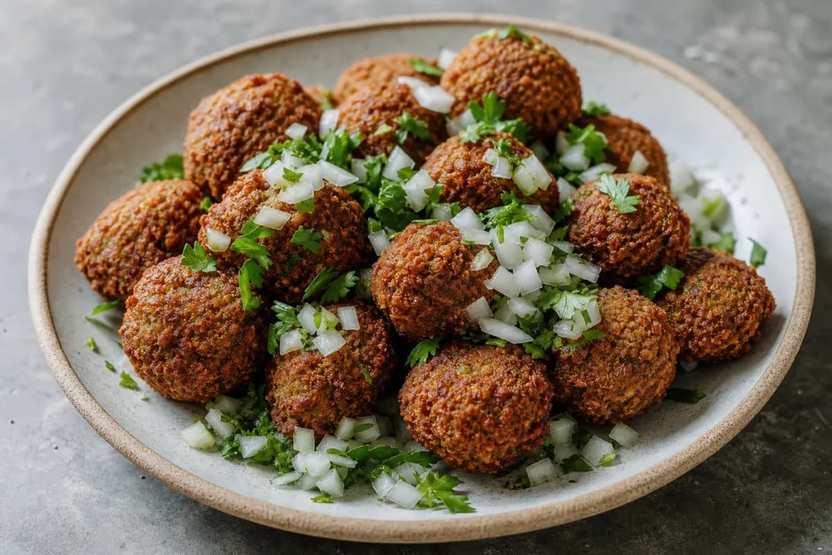 Palestinian Falafel with Fresh Herbs and Creamy Tahini Sauce