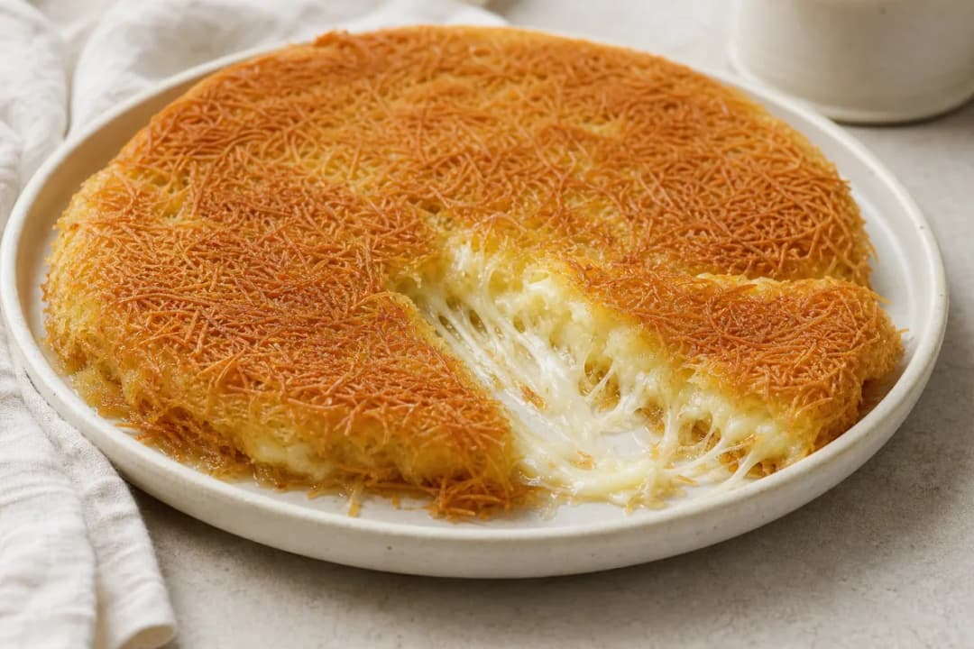 Palestinian Knafeh Nabulsiyeh with Sweet Cheese and Pistachios