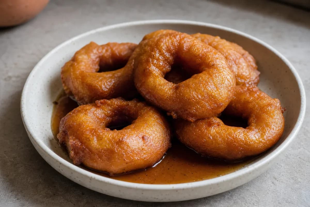 Peruvian Picarones with Sweet Potato and Chancaca Syrup