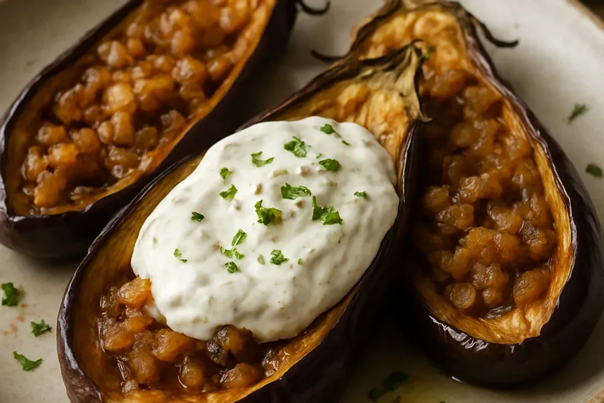 Savory Eggplant Baked with Garlic Yogurt