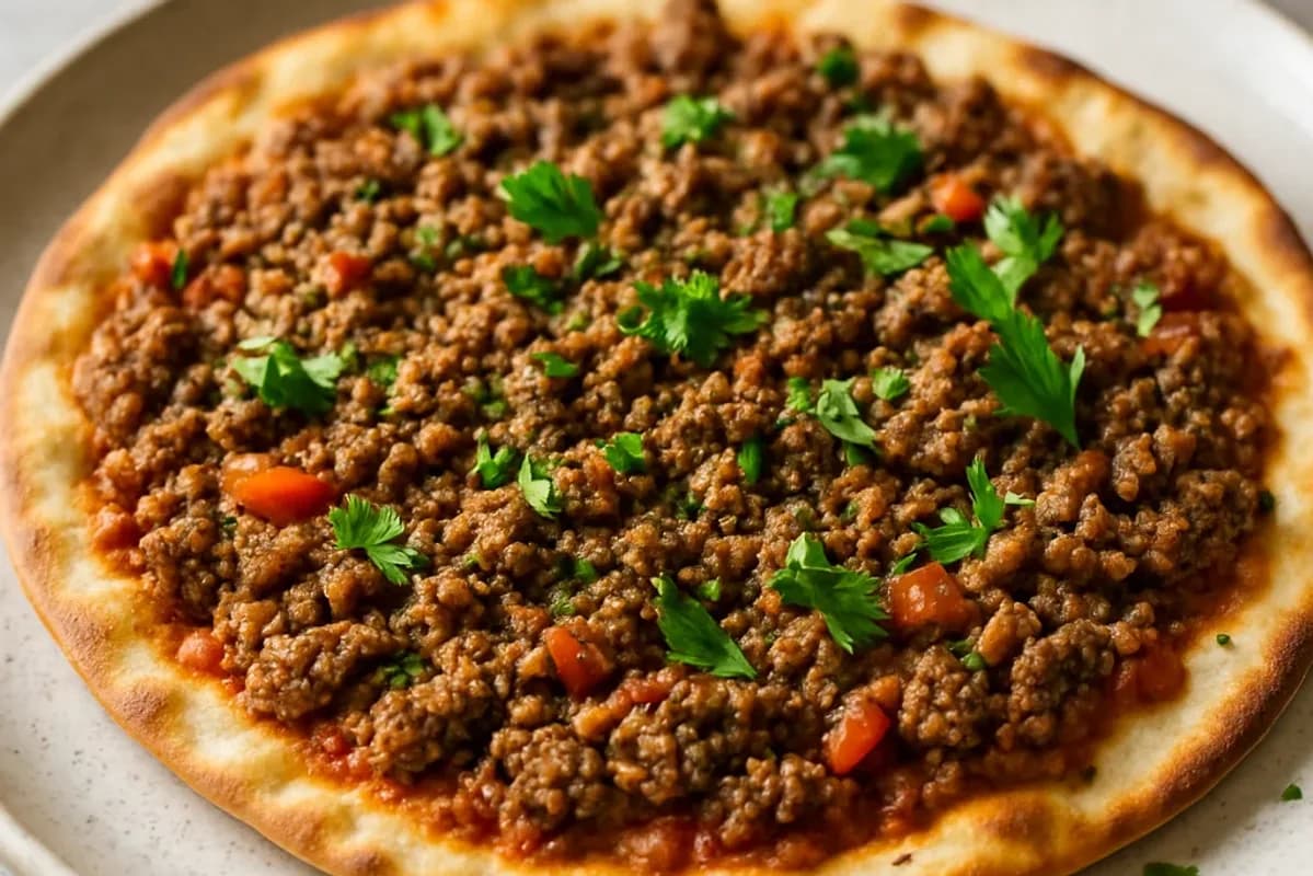 Spiced Beef Lahmacun with Fresh Herbs