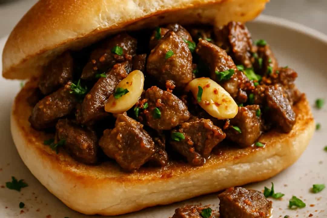 Spicy Liver Sandwich with Garlic and Spices — lunch recipe, beautifully plated and ready to serve