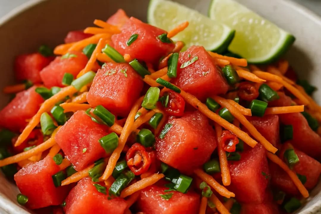 Spicy Watermelon Som Tam Salad with Lime and Chili