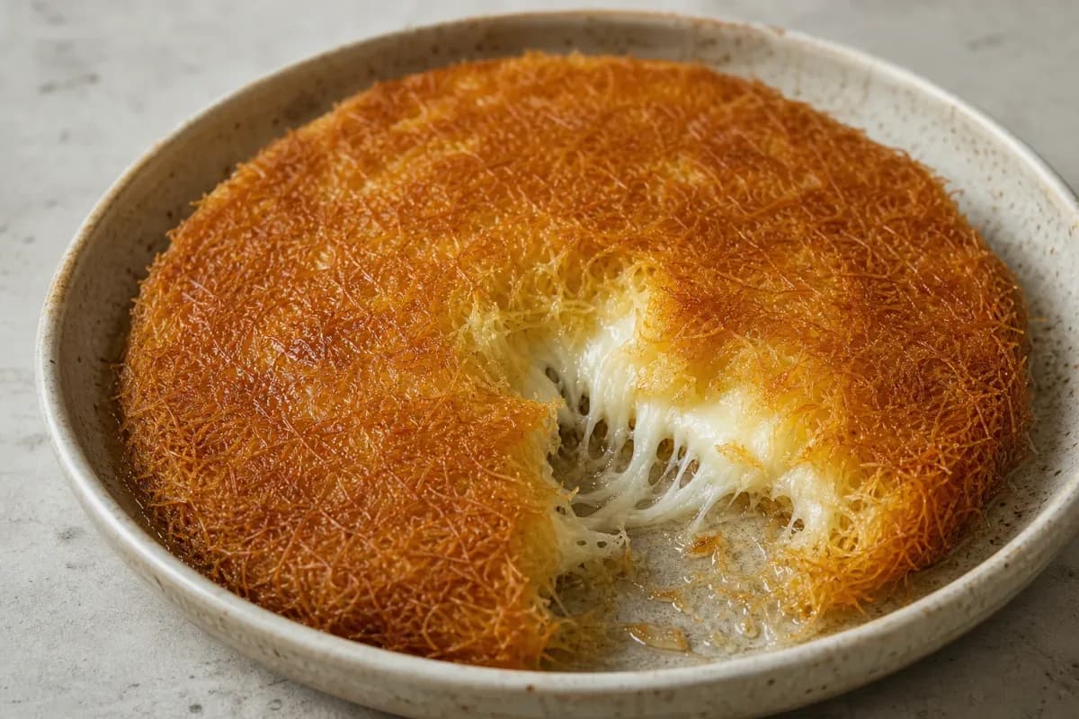 Sweet Lebanese Kanafeh with Cheese and Pistachios