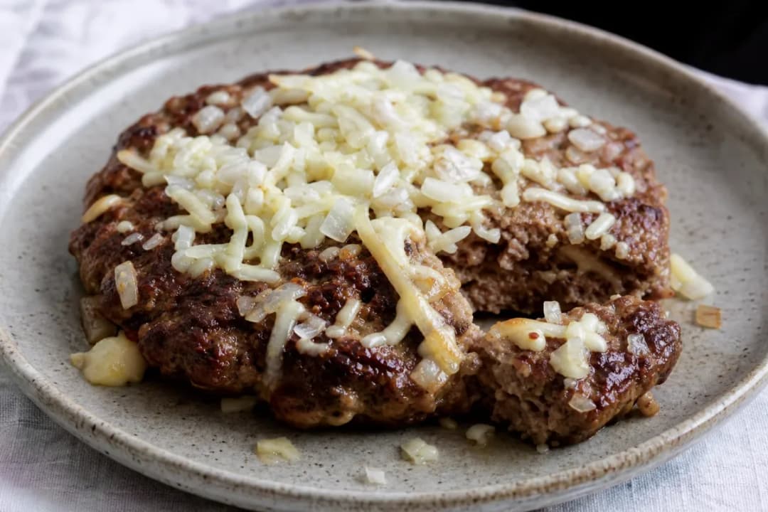 Traditional Serbian Pljeskavica with Cheese and Spices