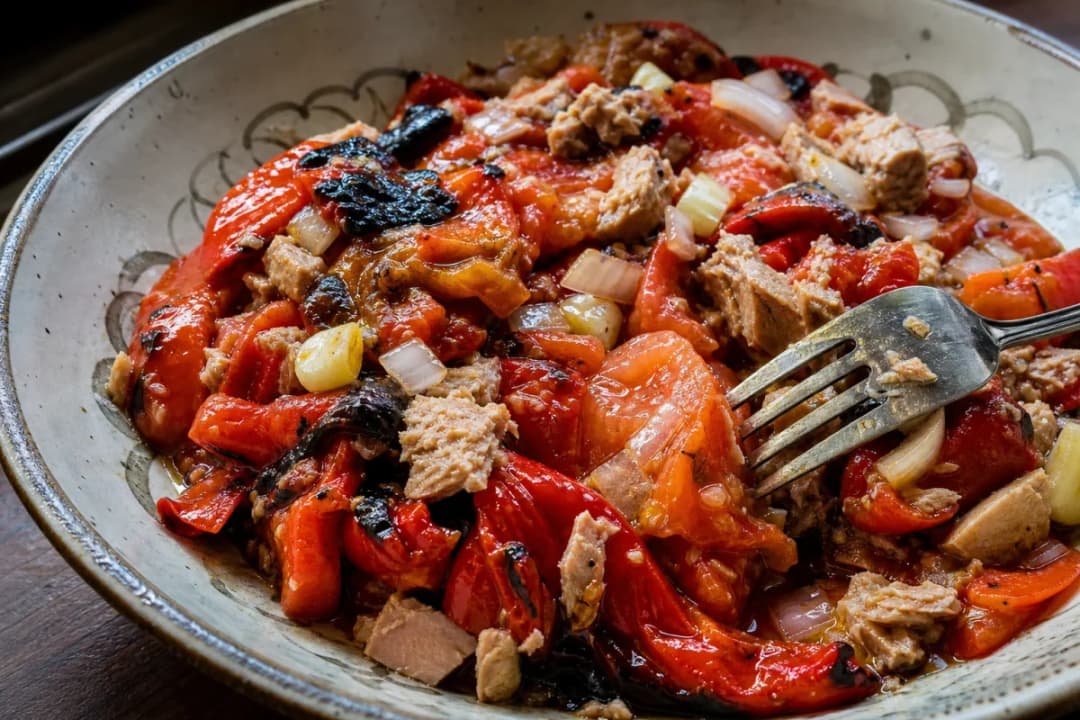Tunisian Mechouia Salad with Grilled Peppers and Tuna