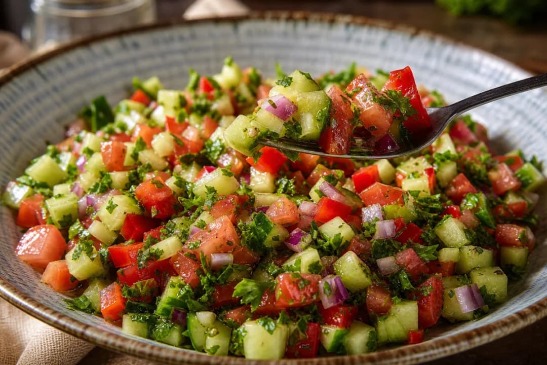 Tunisian Slata Tounsiya with Fresh Herbs and Zesty Dressing